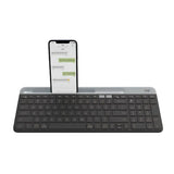 Logitech K580 Slim Multi-Device Wireless Keyboard featuring a sleek, ultra-thin profile and built-in smartphone cradle for executive gifting_customised corporate gifts singapore