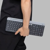 Logitech K580 Slim Multi-Device Wireless Keyboard featuring a sleek, ultra-thin profile and built-in smartphone cradle for executive gifting_customised corporate gifts singapore