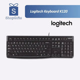 a black Logitech K120 USB keyboard as a customised corporate gifts singapore