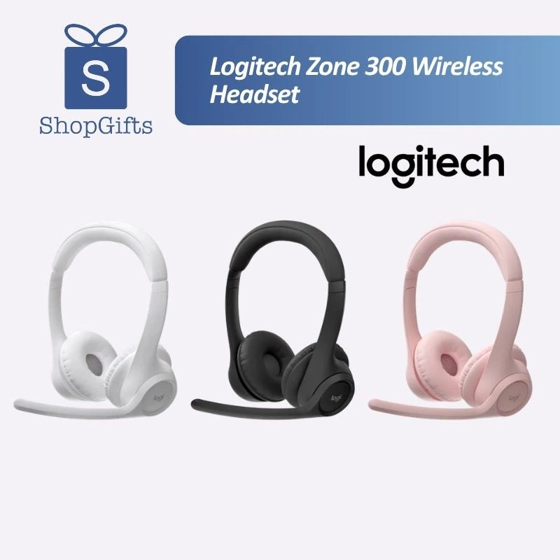 Logitech Zone 300 Bluetooth headset resting next to a laptop and a smartphone on a clean office desk, highlighting its dual-device multipoint connectivity_custom premium corporate gifts singapore
