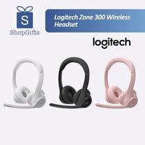 Logitech Zone 300 Bluetooth headset resting next to a laptop and a smartphone on a clean office desk, highlighting its dual-device multipoint connectivity_custom premium corporate gifts singapore