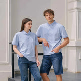Light Blue LuxeBlend Eco-Friendly Performance Polo Shirt with uniform collar and premium cotton texture_Corporate Apparels_Customised Polo T