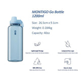 Montigo Go Bottle 1200ml featuring a transparent Tritan body, black Ace Spout Cap, and a sleek, lightweight design for sports and travel. corporate gift singapore