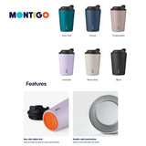MONTIGOSenseCoffeeCupRegular with matte finish and black lid on a wooden desk_corporate gifts