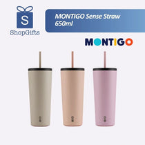 Montigo Sense Straw 650ml tumbler in Stone gray featuring a matching reusable straw, double-wall insulation, and a sleek powder-coated finish. _ corporate gfit