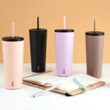 Montigo Sense Straw 650ml tumbler in Stone gray featuring a matching reusable straw, double-wall insulation, and a sleek powder-coated finish. _ corporate gfit