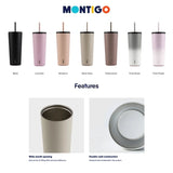 Montigo Sense Straw 650ml tumbler in Stone gray featuring a matching reusable straw, double-wall insulation, and a sleek powder-coated finish. _ corporate gfit