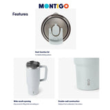 Montigo Solo Travel Mug 890ml in Powder Peach with a large ergonomic handle, dual-function straw lid, and a matte powder-coated finish_corporate gifts