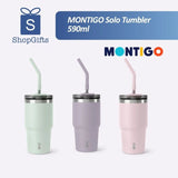 Montigo Solo Tumbler 590ml with dual-function lid in Powder Purple, showing the sleek matte powder-coated finish and stainless steel construction._corporate gift