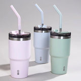 Montigo Solo Tumbler 590ml with dual-function lid in Powder Purple, showing the sleek matte powder-coated finish and stainless steel construction._corporate gift