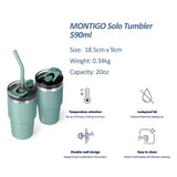 Montigo Solo Tumbler 590ml with dual-function lid in Powder Purple, showing the sleek matte powder-coated finish and stainless steel construction._corporate gift