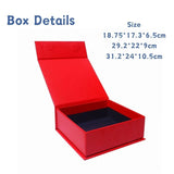 A collection of premium Magnetic Closure Rigid Boxes in various sizes and colors, including black, red, navy, pink, and lime green, featuring a seamless flip-top lid with a concealed magnetic seal. corporate gift