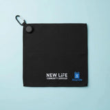 Black Magnetic Microfiber Waffle Weave Golf Towel with carabiner attachment for professional club cleaning_corporate gift