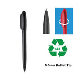 Black pen with 0.5mm bullet tip, recycling symbol, and 'ABS' text on a white background.