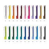 Set of colorful knife handles with numbers below on a white background