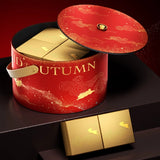 Celestial Lantern Mid-Autumn Mooncake Gift Box in deep blue and red with gold foil rabbit details and LED glow_Customised Gift Packaging Singapore