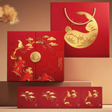 Luxury red and gold pop-up Mid-Autumn gift box with tiered drawer and celestial rabbit motifs_Customised Gift Box Singapore