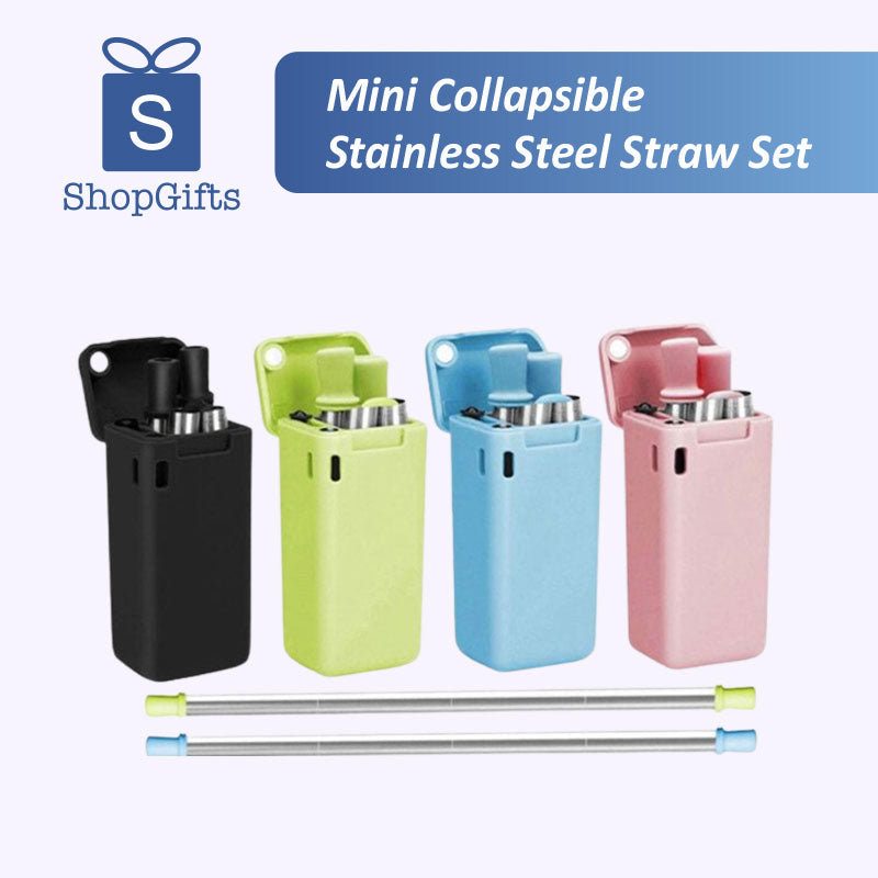 Mini Collapsible Stainless Steel Straw Set