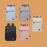 Cream /Black and brown Minimalist Executive Waterproof Tech Backpack with USB port and multiple storage compartments. Gift shop