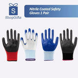 Precision Grip Nitrile Coated Safety Gloves in blue, red and black showing textured palm for industrial use_ corporate gift