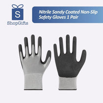 Grey and black Precision Grip Nitrile Frosted Work Gloves showing textured palm and breathable knit back_corporate gift