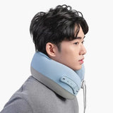 Person wearing a neck lite on a white background