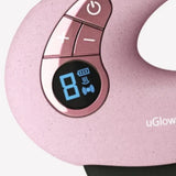Pink electronic device with digital display and power button, featuring the brand 'uGlow'.
