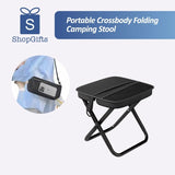 Black Ultra-Light Crossbody Folding Outdoor Stool with mesh pocket and adjustable shoulder strap for camping and fishing_customised corporate gifts singapore