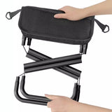 Black Ultra-Light Crossbody Folding Outdoor Stool with mesh pocket and adjustable shoulder strap for camping and fishing_customised corporate gifts singapore