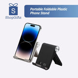 Matte black and silver Minimalist Ultra-Slim Foldable Phone Stand holding a smartphone_ Corporate gift_Promotional Corporate gift