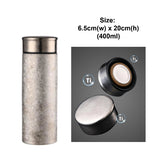 Premium Titanium Thermos Bottle with size information displayed