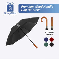 Premium 27-inch golf umbrella with elegant wood handle for corporate gifting