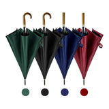 Customisable wooden-handle umbrella with logo printing for company branding