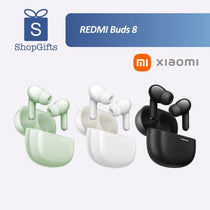 REDMI Buds 8 ANC Wireless Earbuds (To be confirmed) in green, white, and black with charging cases.