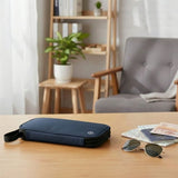 Navy Blue RFID Blocking Executive Travel Document Organizer with wrist strap