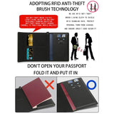 Black RFID Blocking Executive Travel Passport Organizer with card slots and SIM card storage on a minimalist background_customised corporate gifts singapore