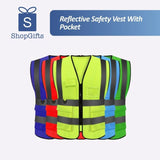 Neon Yellow High-Visibility Reflective Safety Vest with 4 utility pockets and silver reflective strips- corporate gift