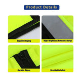 Neon Yellow High-Visibility Reflective Safety Vest with 4 utility pockets and silver reflective strips- corporate gift