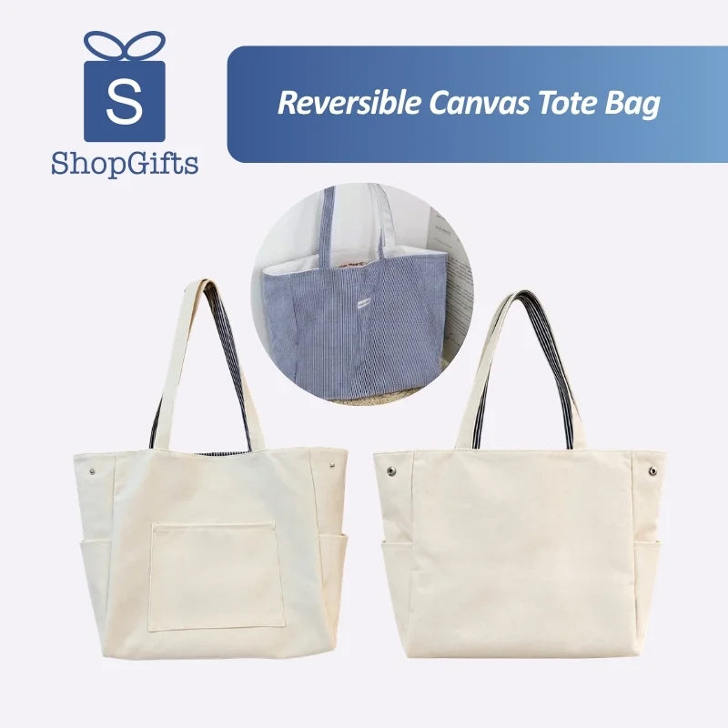 Reversible Canvas Tote Bag