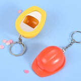 Miniature orange safety helmet keychain with LED light and integrated bottle opener_ corporate gift