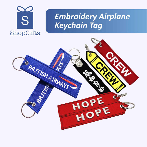 Embroidery Airplane Keychain Tag