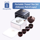 Portable Travel Tea Set (Silicone Pot+4 cups)