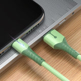 Teal Premium Silicone LED Fast Charging Cable coiled neatly with glow indicator. Gift shop