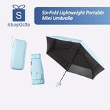 Pastel-colored Ultra-Compact Six-Fold Ring Buckle Umbrellas with UV-blocking black glue coating for sun protection _ corporate gifts