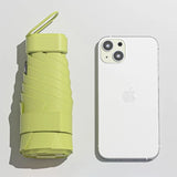 Pastel-colored Ultra-Compact Six-Fold Ring Buckle Umbrellas with UV-blocking black glue coating for sun protection _ corporate gifts