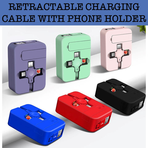 RETRACTABLE CHARGING CABLE WITH PHONE HOLDER