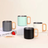 Stainless Steel Coffee Mug with Wood Handle & Lid_Corporate Gifts Supplier Singapoore