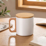 Stainless Steel Coffee Mug with Wood Handle & Lid_Corporate Gifts Supplier Singapoore