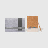 the felt pouch,notebook and pen