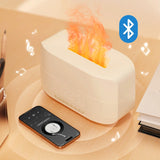 Modern humidifier designed to mimic a real flame with ambient lighting